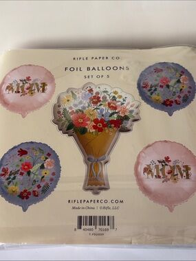 Rifle Paper Co. MOM Floral Foil Balloons Set - Pink & Blue new sealed w/weight
